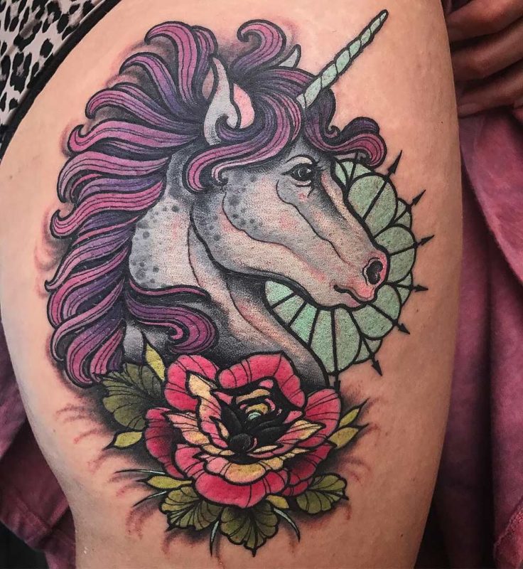 Unicorn Hip Tattoo
