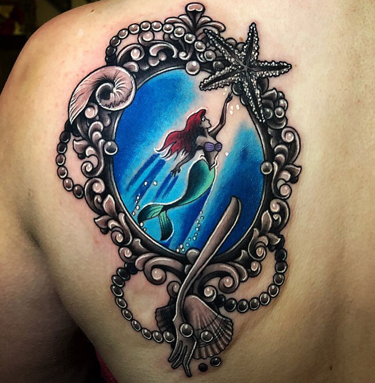 Little Mermaid Shoulder Tattoo