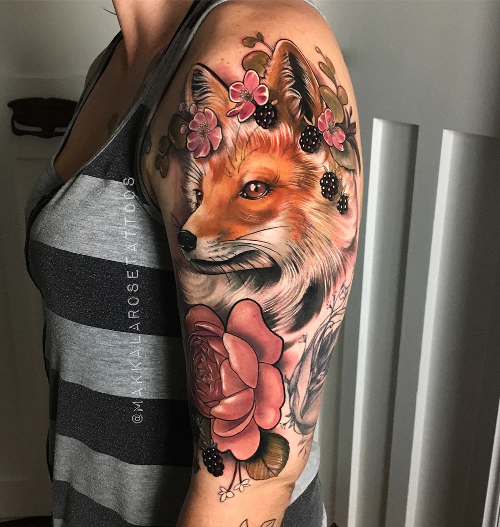 Floral Fox Tattoo