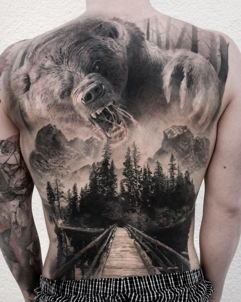 Bear Lake Full Back Tattoo Best Tattoo Design Ideas