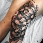 Chrysanthemum knee tattoo