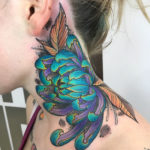 Chrysanthemum neck tattoo