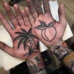 Palm tree & peach palm tattoos