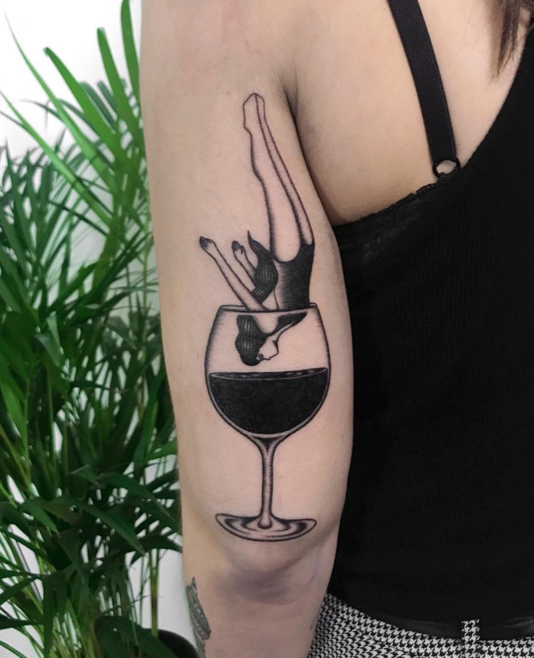 Wine Diver, alcohol tattoo