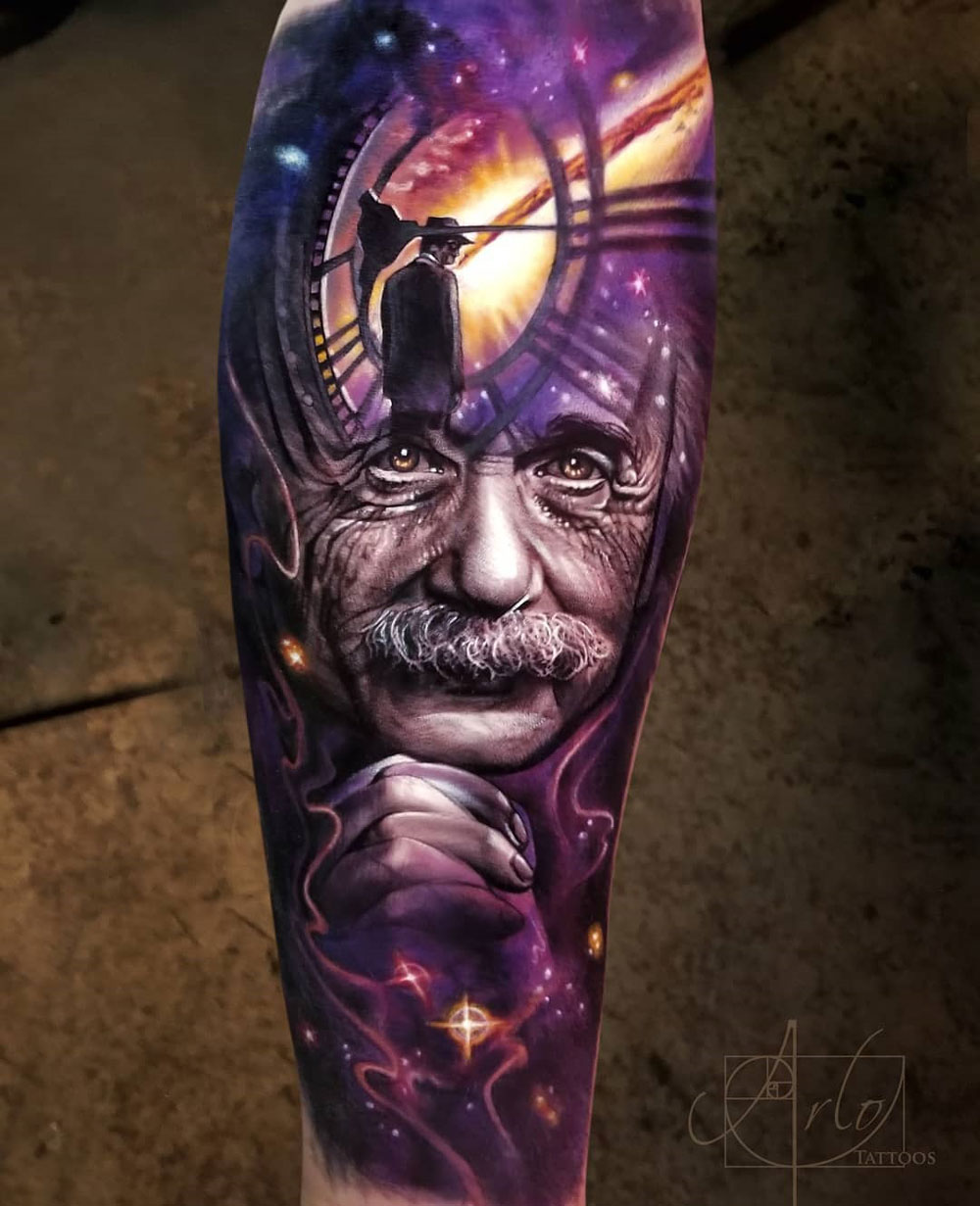 Albert Einstein portrait tattoo