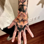 Men's Fox Hand Portrait Tattoo