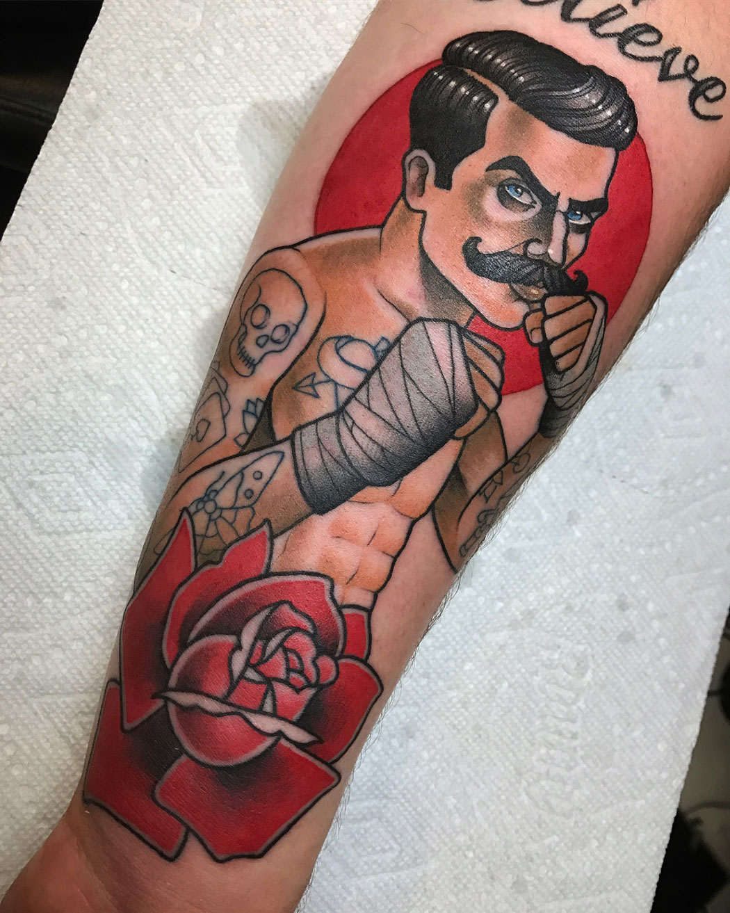 Boxer & Rose Tattoo