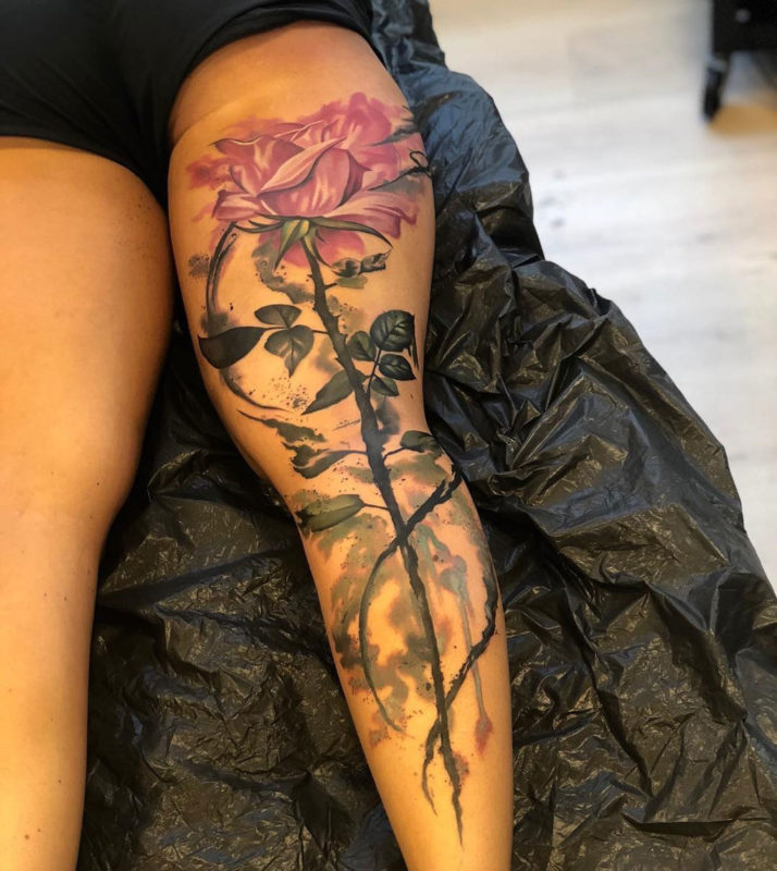 Rose Leg Tattoo