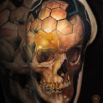 Honeycomb merged with skull