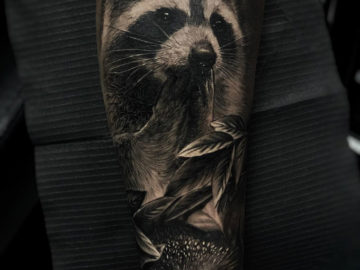 Raccoon and Hedgehog Tattoo