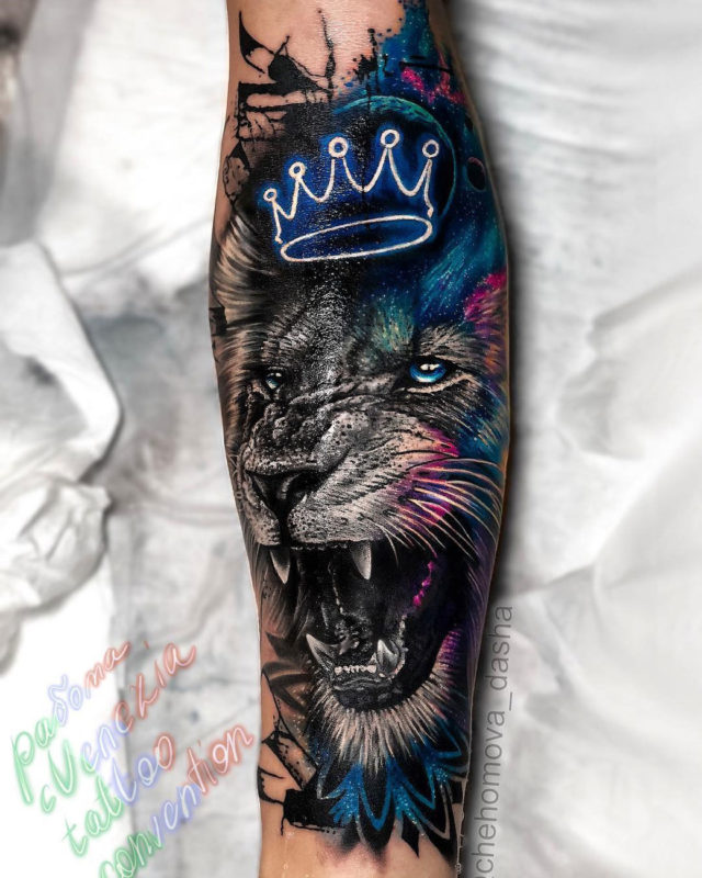 Space Lion tattoo