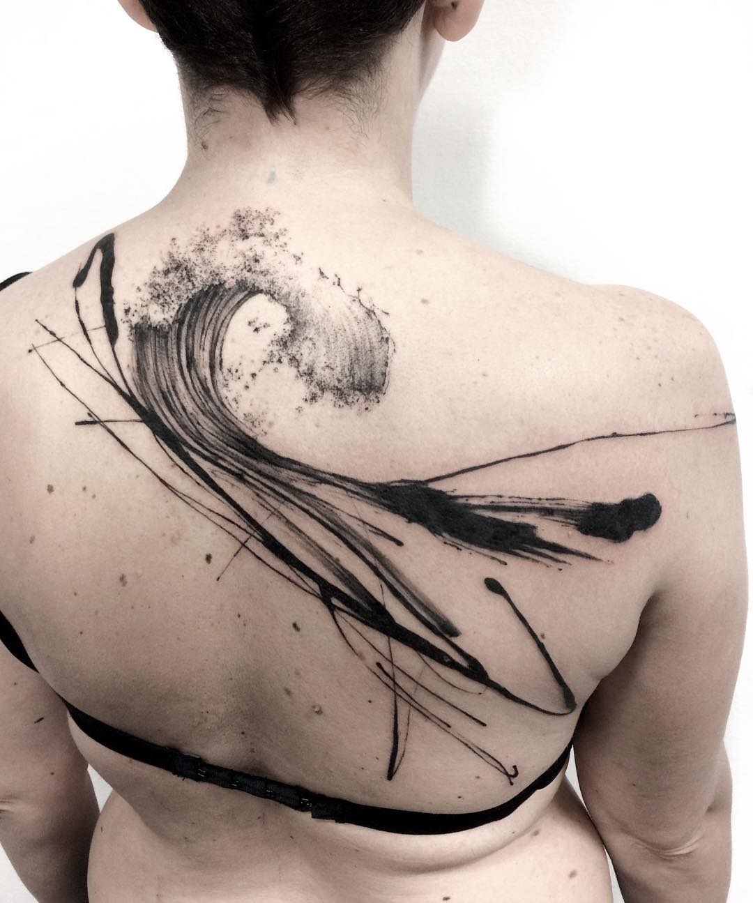 Abstract Wave back tattoo