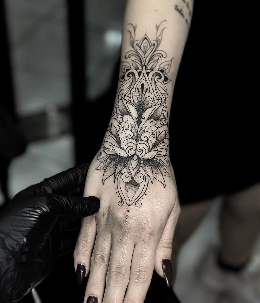 Lotus Flower, Ornamental Wrist Tattoo