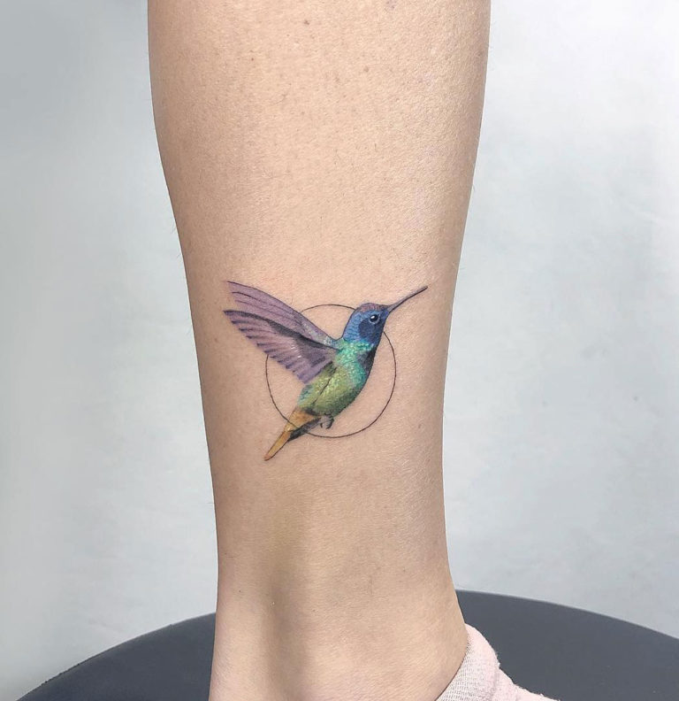 Colorful Hummingbird Watercolor Tattoo Design – Tattoos Wizard Designs