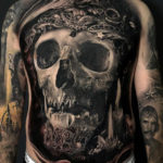 Skull b&g men's front tattoo