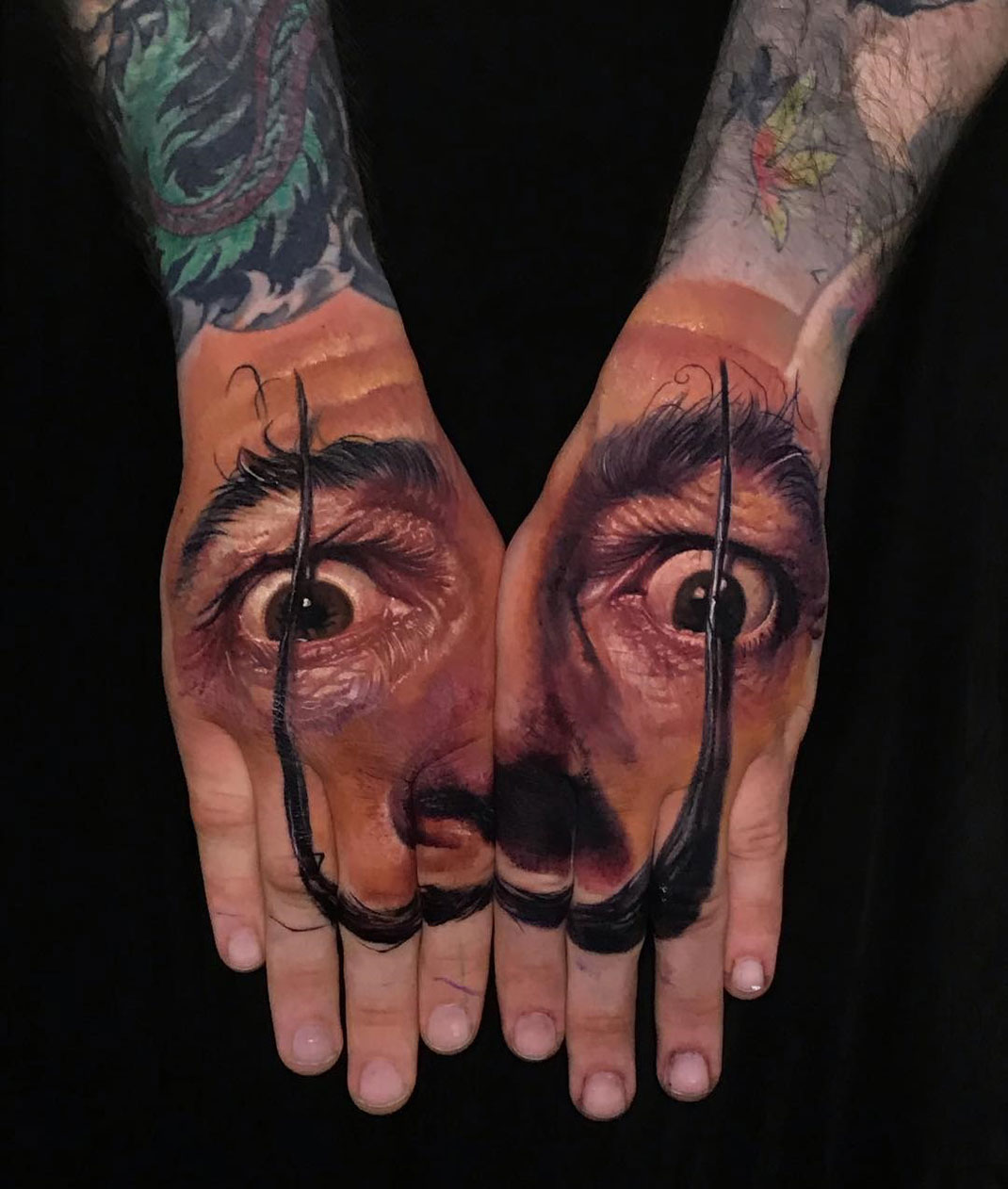 Dali portrait on Hands