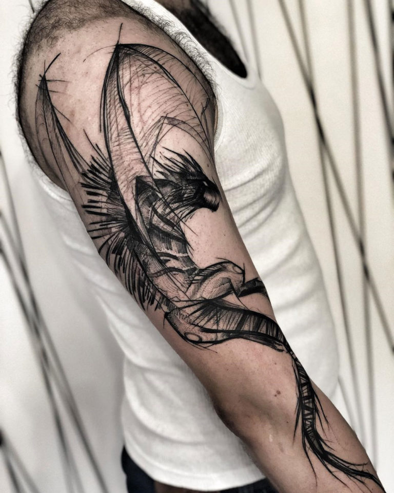 Tattoo Sleeve Artist Dragon Female Arm Clipart  Line Art Dragon Tattoos  HD Png Download  kindpng
