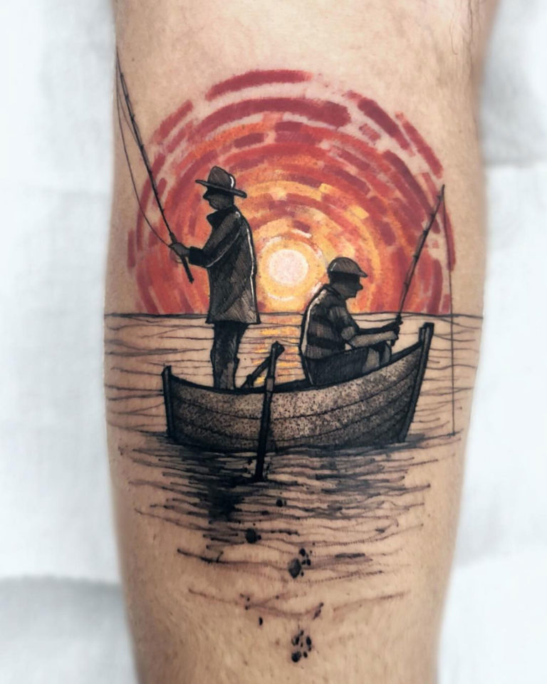 Fish and ship tattoo  Tattoogridnet