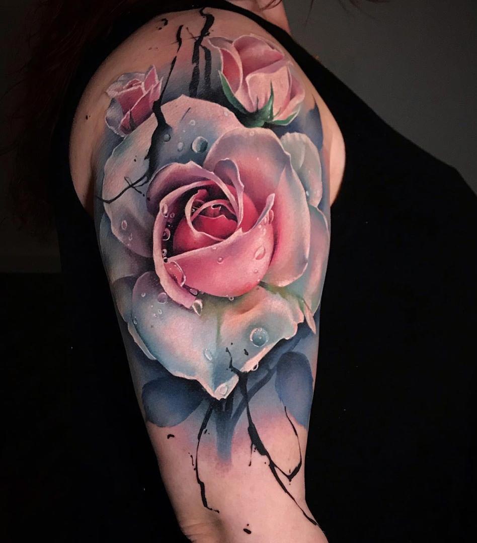 Pale Rose shoulder tattoo
