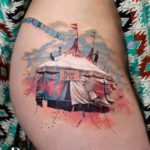Circus big top tent hip tattoo