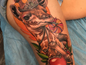 Giraffe Thigh Tattoo