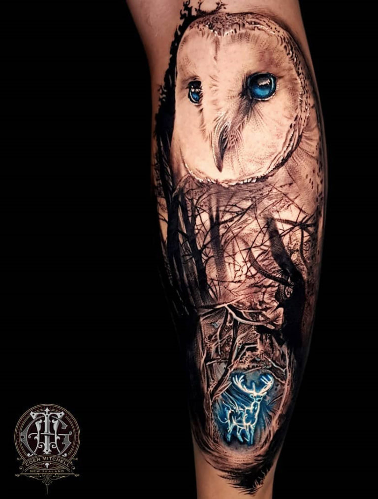 Realistic color Harry Potter deer patronus tattoo by Sorin Gabor  Tattoos