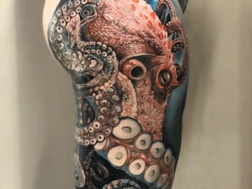 Octopus on woman's hip