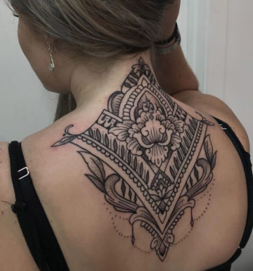 Pretty mandala neck tattoo