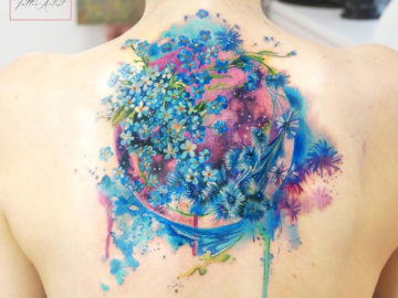Pretty Floral Back Tattoo