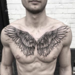 Sketch wings on mens chest