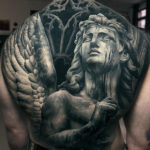 Angel Statue back coverup tattoo