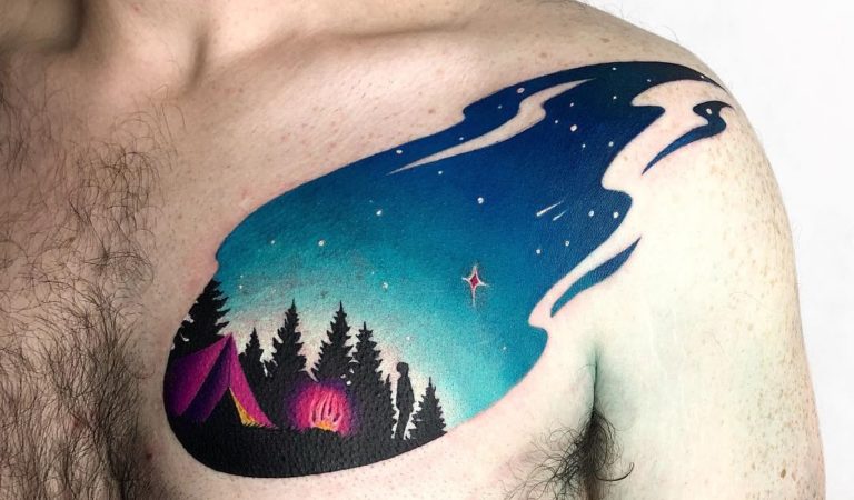 Stargazing Chest Tattoo