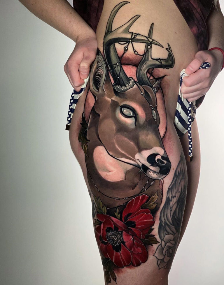 Deer Hip Tattoo