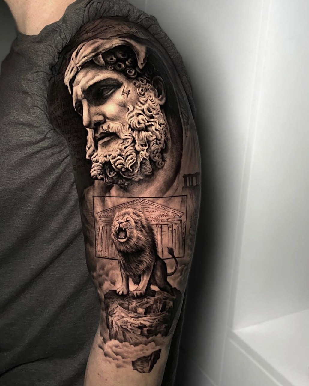 10 Best Hercules and Lion Tattoo Designs  PetPress  Hercules tattoo  Zeus tattoo Greek mythology tattoos