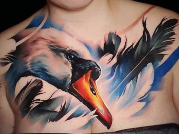 Swan Chest Tattoo