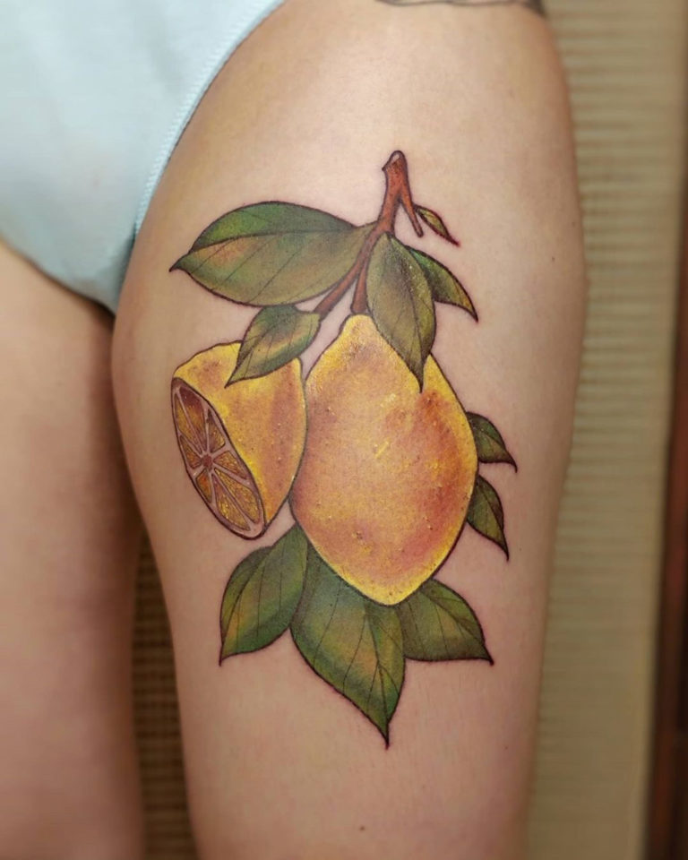 Lemon tree branch tattoo