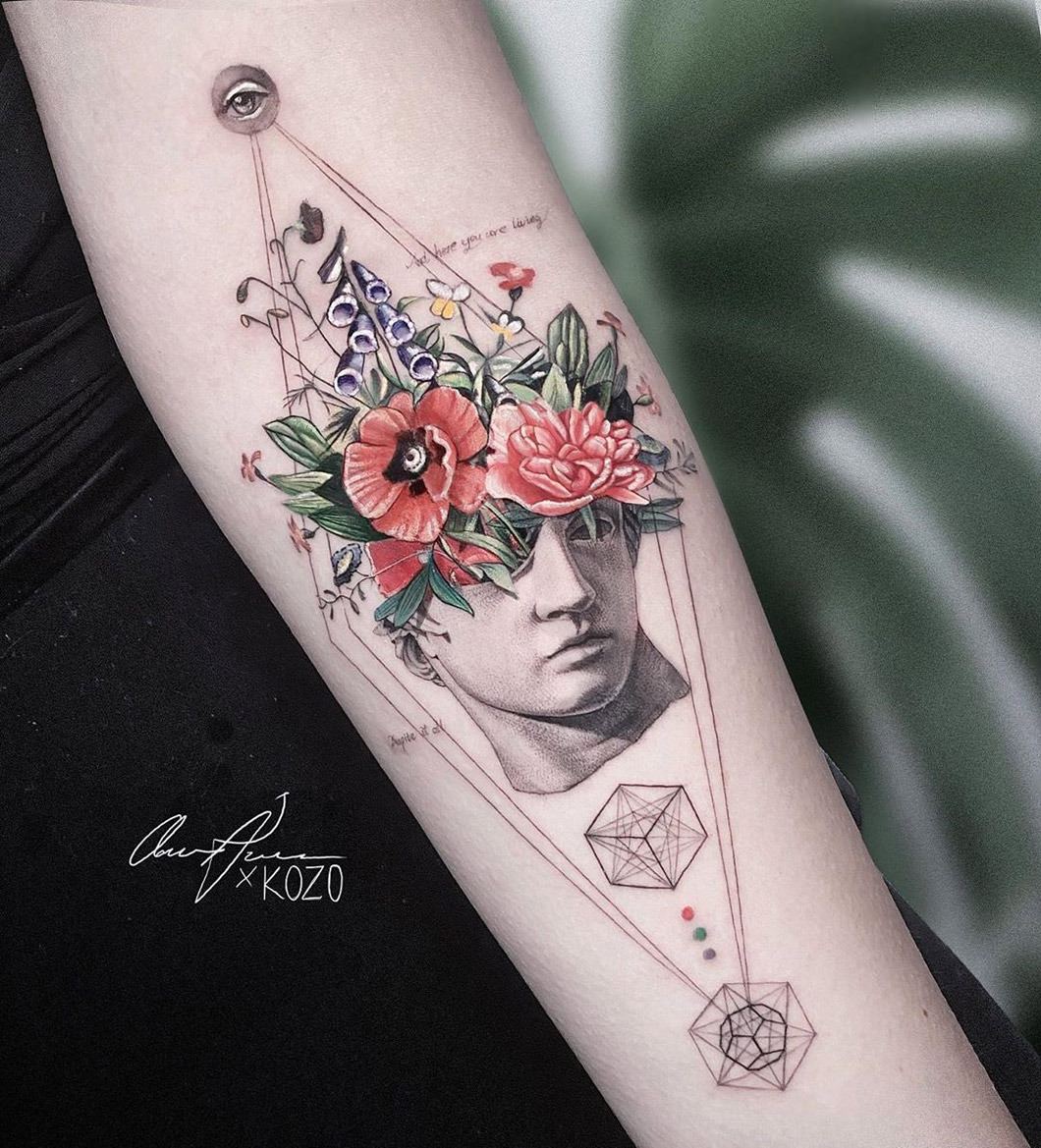 Abstract floral bust