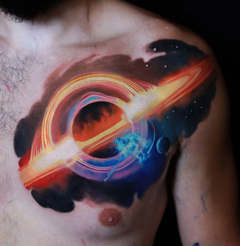 Black Hole Chest Tattoo