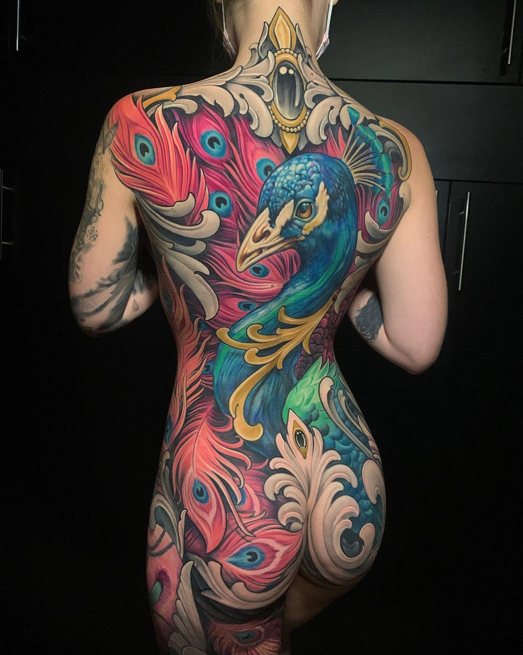 Peacock Back Tattoo