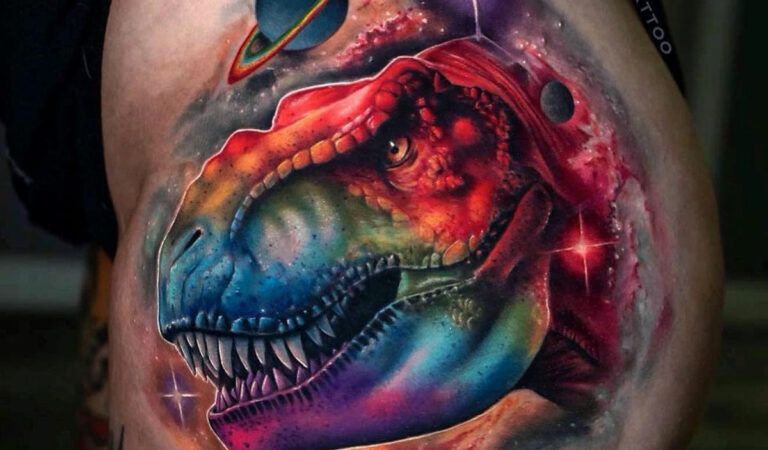 Rainbow T-Rex In Space