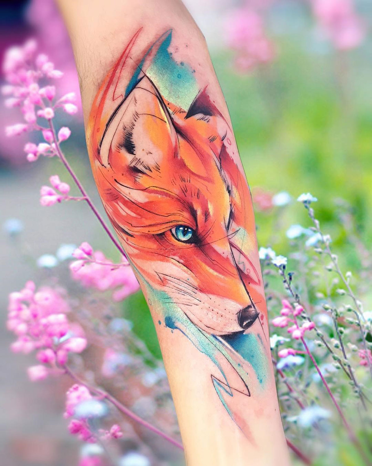 Watercolor Fox Tattoo