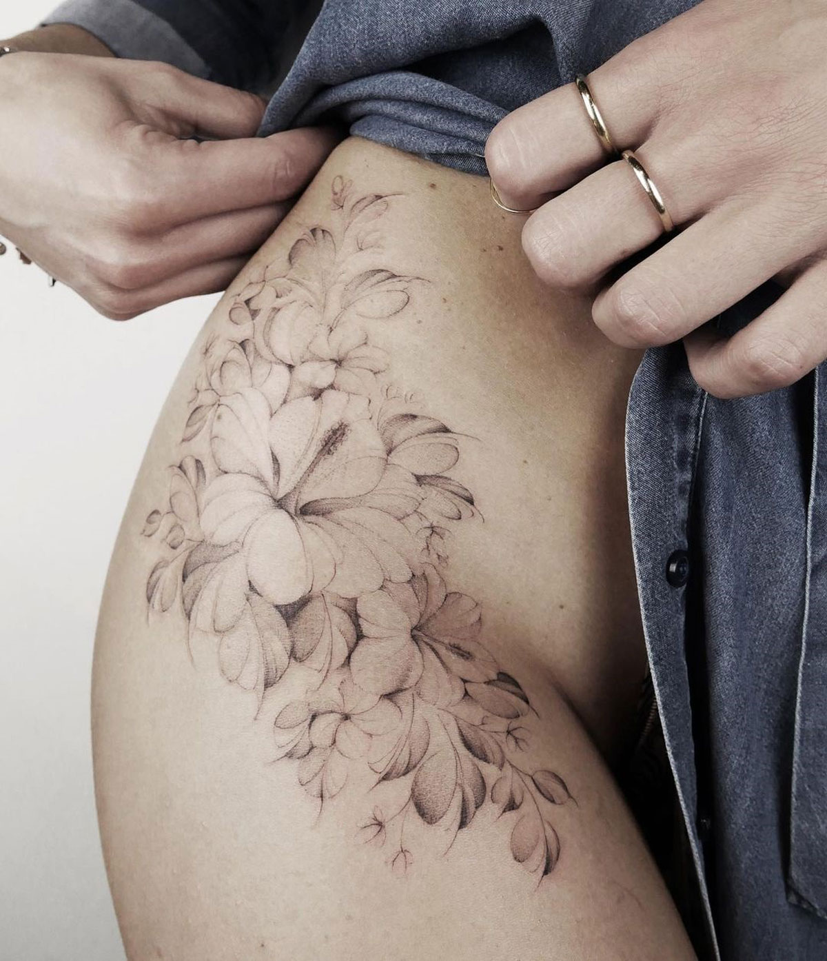 Floral Hip Tattoo.