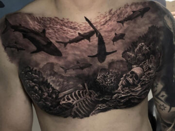 Sharks Chest Tattoo