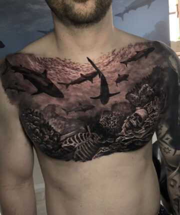 Sharks Chest Tattoo