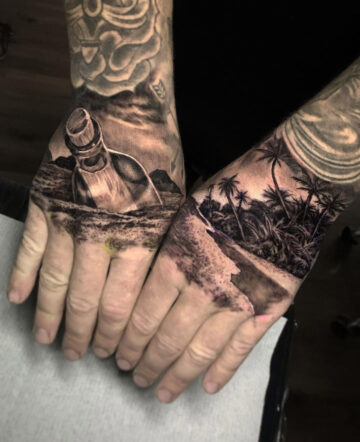 Cast Away hands tattoos