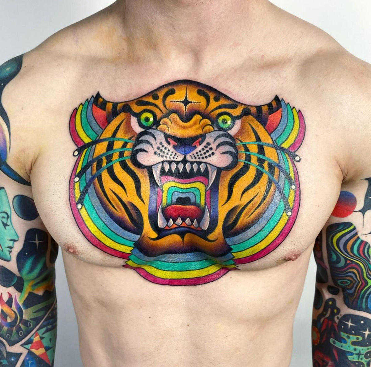 Chest Realism Tiger tattoo at galaxylands.com.vn