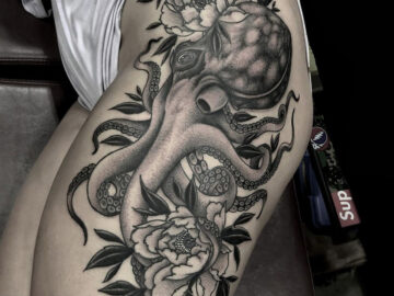 Octopus and peonies