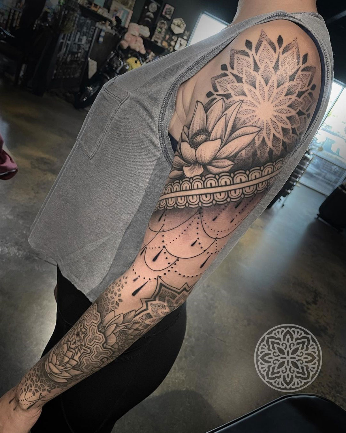 Ornamental Sleeve with Mandalas & Lotus Flowers | Best Tattoo Ideas For Men  & Women
