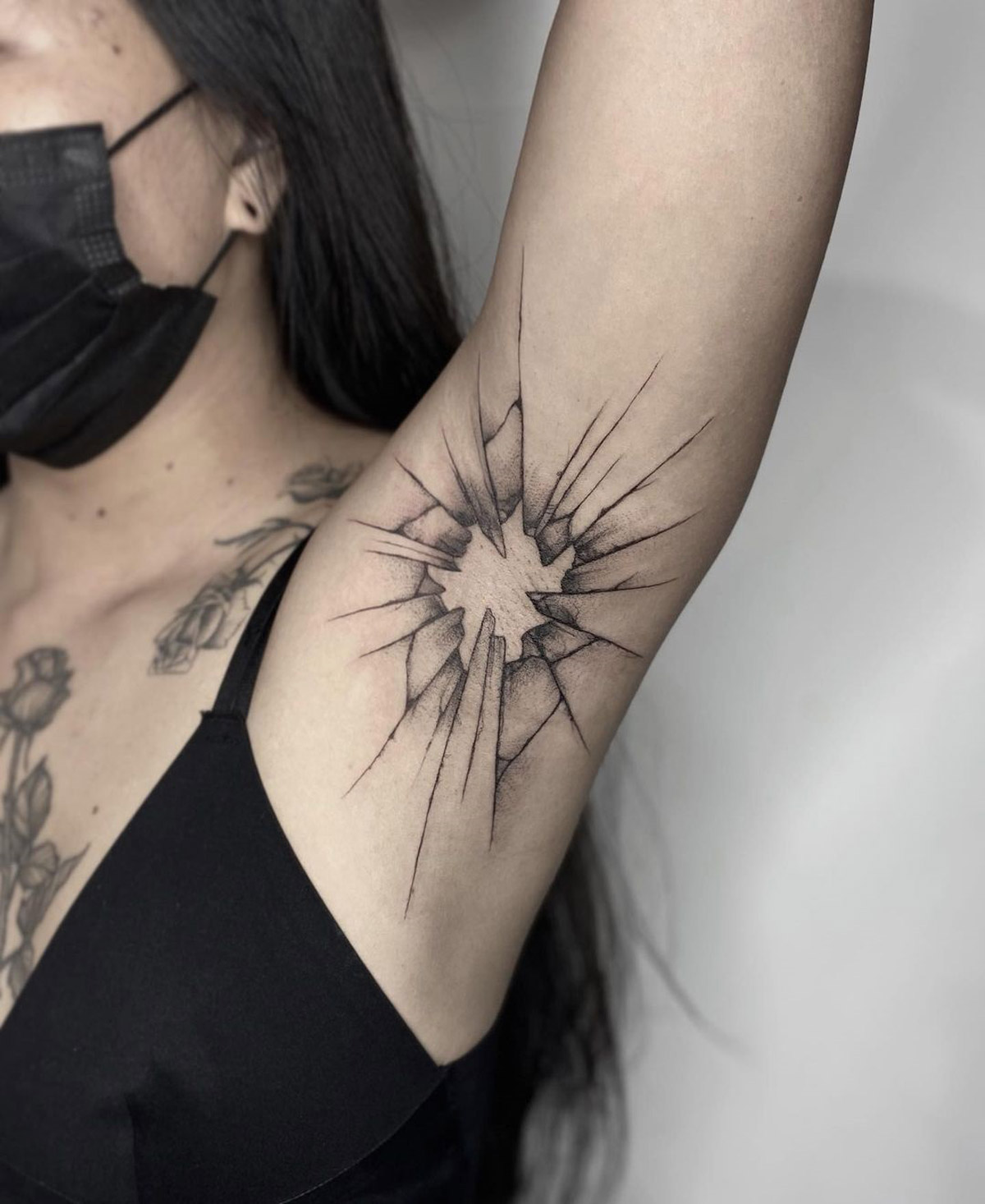 Shattered Glass Armpit Tattoo