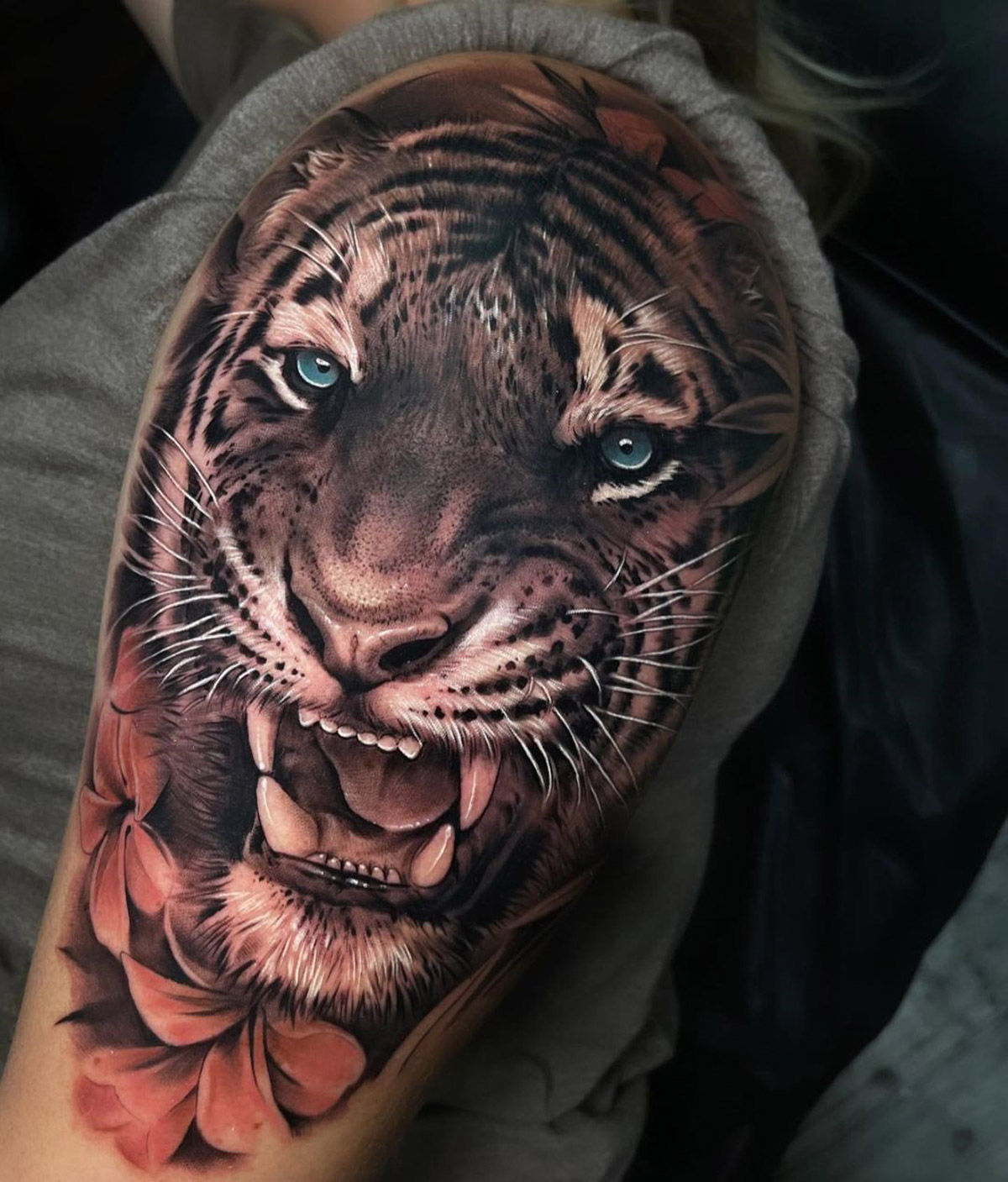Tiger Portrait, Girl's Shoulder Tattoo | Best Tattoo Ideas For Men & Women